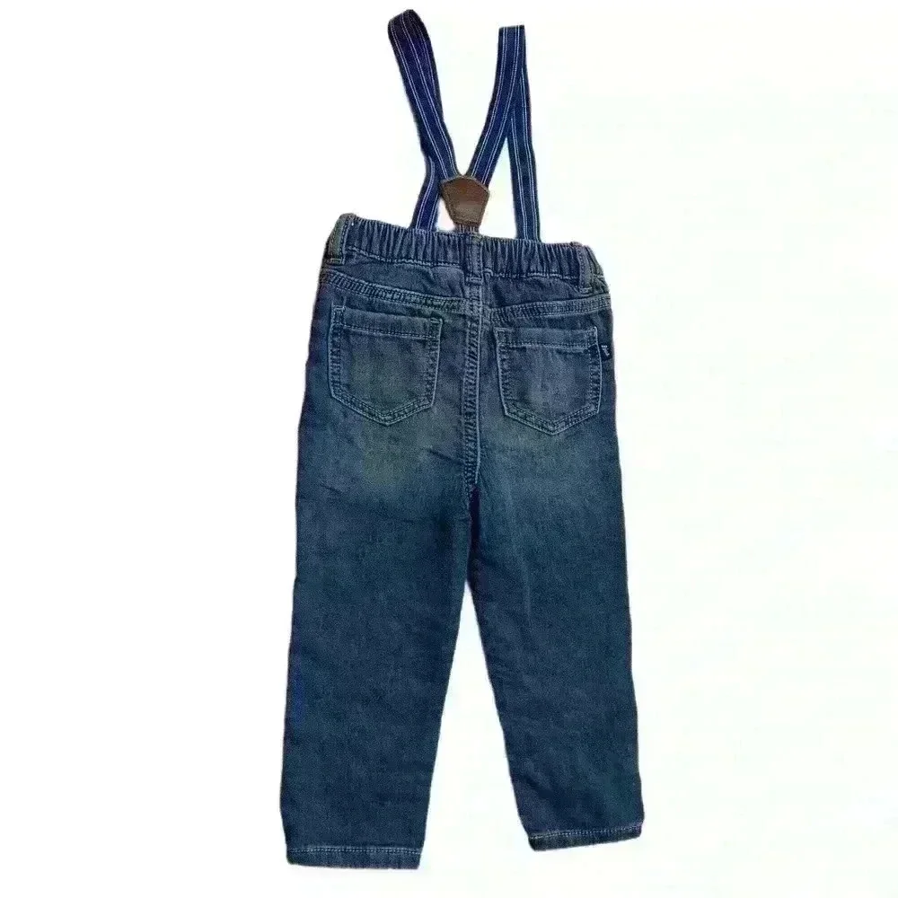 Oshkosh Baby BGosh Sz 18 Months Boys Suspender Denim Jean Pants Blue